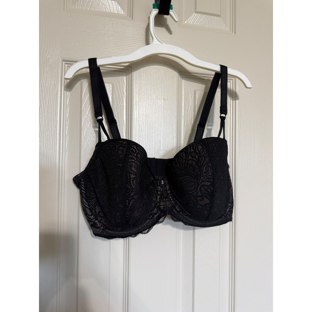 b.tempt'd by Wacoal Ciao Bella Black Floral Lace Balconette Bra 36DDD 953257